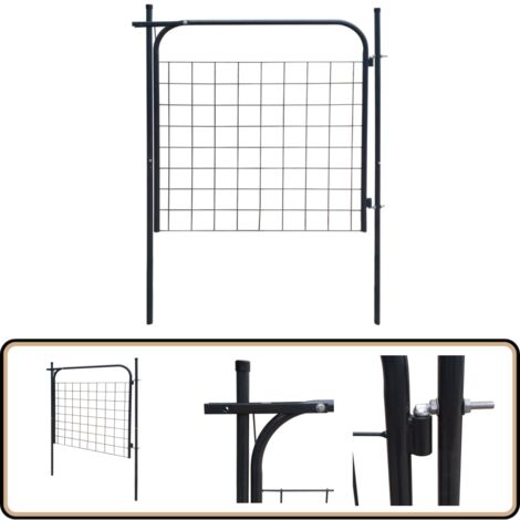 Gartenzauntor 100 x 100 cm Anthrazit - Gartentor - Zaun - Metalltor - Stahltür - Anthrazit