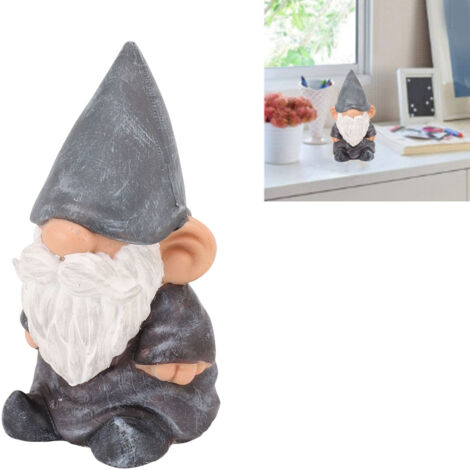 Gartenzwergfigur aus Kunstharz, mit stabilem Aufbau, im Retro-Stil, mit spitzer Kapuze, braun, für Terrasse und Veranda, klein und kompakt, ideal für Osterfeiern