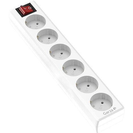 Garza 420026 power-base multipla senza cavo di 6 prese Schuko, con interruttore, colore, bianco, Medium