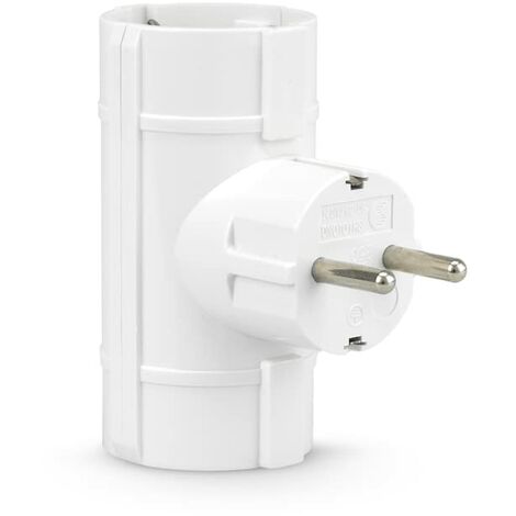 Garza 430000 Adattatore Doppio Laterale (2 Prese Schuko) con Presa di Terra, Formato Blister, Bianco, 2 Tomas