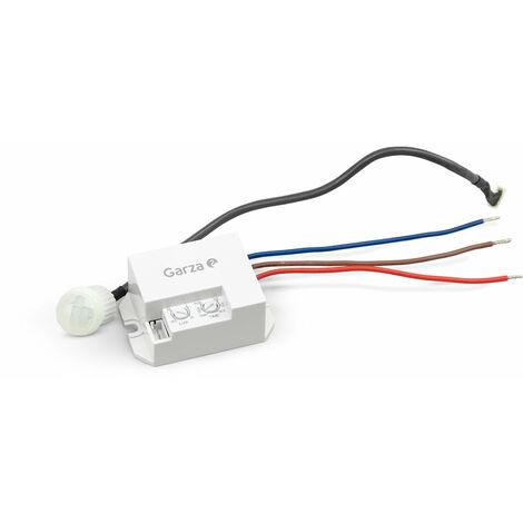 Garza 430043 Rilevatore di Movimento a infrarossi Integrato, con Angolo di rilevamento 360°, Bianco