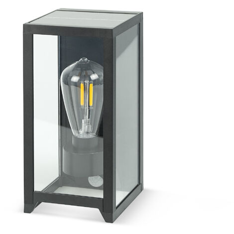 Garza - Aplique de Exterior Solar LED Vintage 400lm, 2700K. Iluminación 360º, Sensor de Movimiento, IP44, 8h Autonomía, Instalación en Pared.