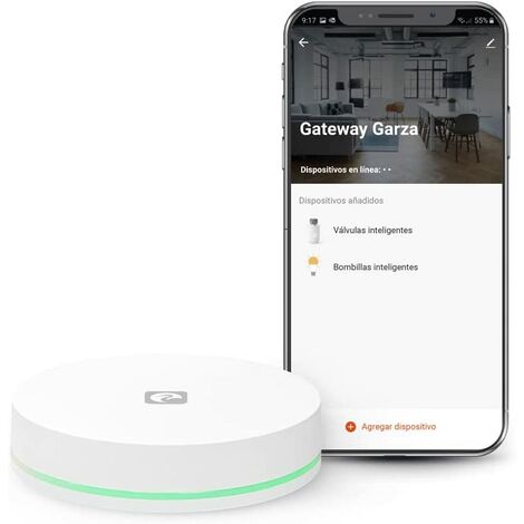Garza - Bridge ZigBee 3.0 para el hogar. Smart Hub para control de Dispositivos Inteligentes Zigbee. Gateway Blanco, Control por app, Compatible con Alexa y Google