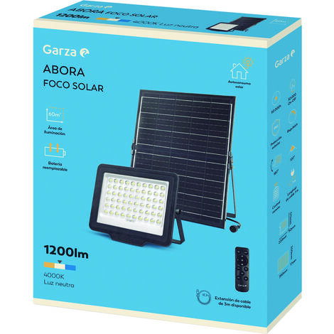 Garza Foco exterior led solar abora 1200lm 4000k Luz día