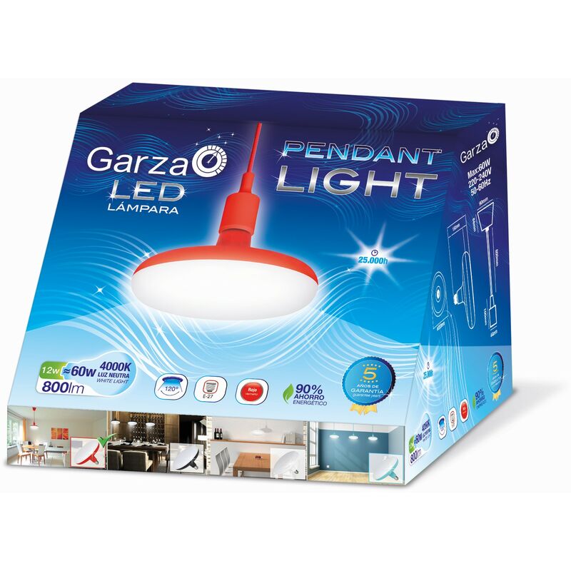 

Garza Lámpara LED E27, 12 W, Rojo