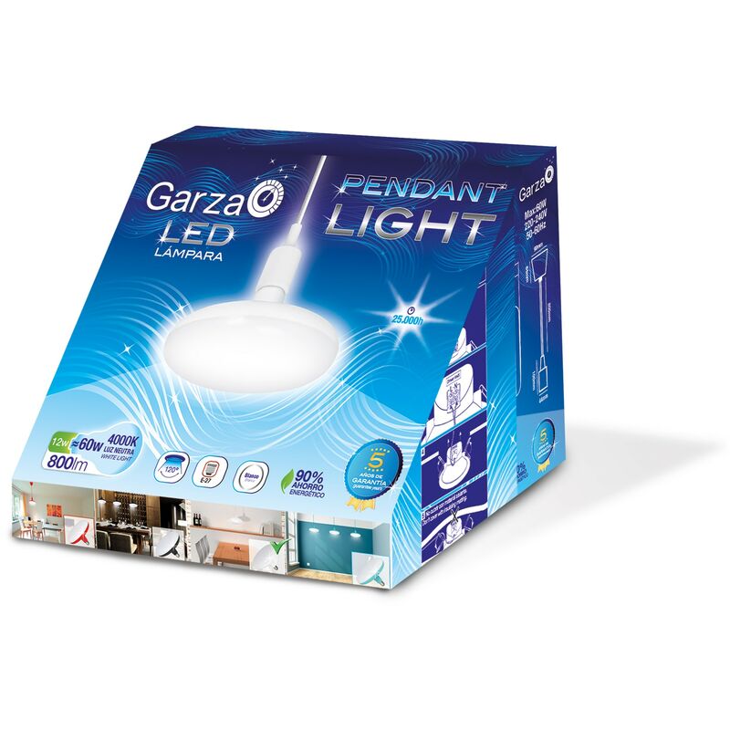 

Garza Lighting - Lámpara Pendant LED Light, potencia 12W, luz natural 4000K, color Blanco
