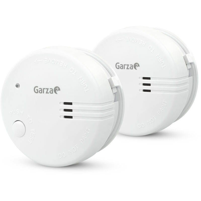 

Garza - Pack de 2 Mini Detectores de Humo para el Hogar. Alarma de Incendios de 85dB, Blanco