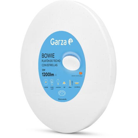 Garza - Plafón LED Techo, 12 W 1200 lm, Luz Neutra 4000k , Efecto Estrellado, Ángulo de Apertura 240º, 230 x 65 mm, Blanco
