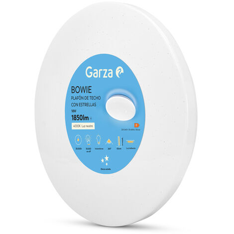 Garza - Plafón LED Techo, 18 W 1850 lm, Luz Neutra 4000k , Efecto Estrellado, Ángulo de Apertura 240º, 260 x 65 mm, Blanco