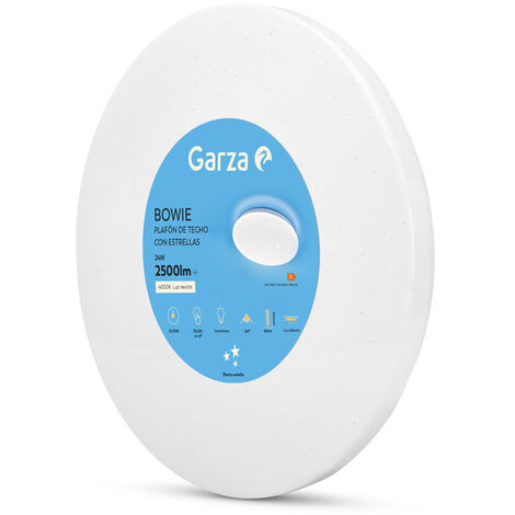 Garza - Plafón LED Techo, 24 W 2500 lm, Luz Neutra 4000k , Efecto Estrellado, Ángulo de Apertura 240º, 310 x 65 mm, Blanco