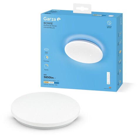 Garza - Plafón LED Techo con Control Remoto, 36 W 3850 lm, Intensidad  y Temperatura de Color Regulables 2700K-6500K , Efecto Estrellado, Ángulo de Apertura 240º, 350 x 65 mm, Blanco