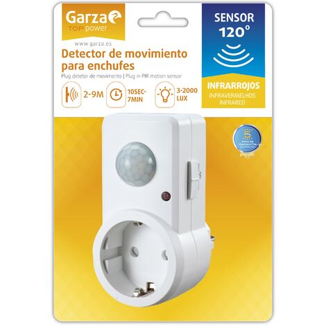 Garza Power - Detector de Movimiento Infrarrojos para Enchufes, Ángulo de Detección 120º, color Blanco