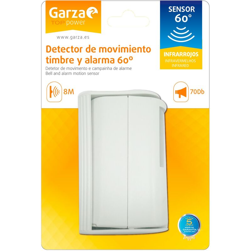 

Power - Detector de Movimiento Infrarrojos Timbre y Alarma, Ángulo de Detección 60º, Blanco - Garza