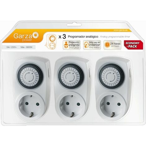 Garza Power - Temporizador analógico Mini, pack de 3 unidades