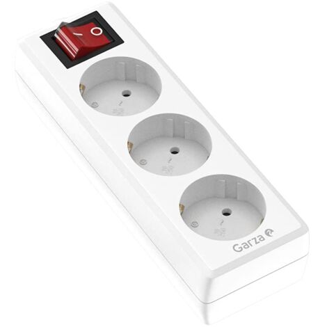 Garza - Reiher 420026 Power-Base sciolta, 6 prese Schuko, con interruttore, colore, bianco, medio (senza cavo)