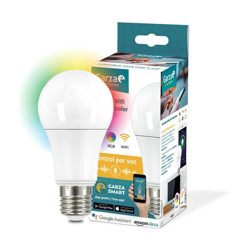 Bombilla led Estandar Inteligente Wifi E27 9W, luz blanca y multicolor