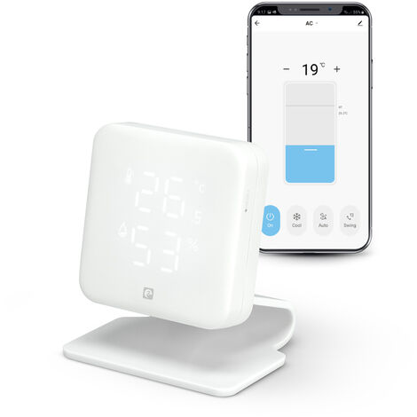 Garza Smarthome - Controlador Infrarrojos IR Inteligente Wifi (2,4 Ghz) para Aire Acondicionado con Sensor de Temperatura y Humedad, Compatible con Alexa y Google Home, Control por Voz y App