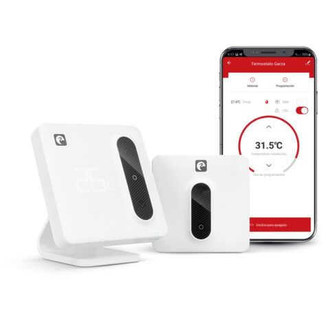 Garza Termostato Wi-Fi Intelligente per Caldaia e Riscaldamento, con Adattatore, Misuratore di Consumo, Controllo Tattile, Rilevamento Finestre Aperte, Controllo tramite App e Voce, Alexa/Google