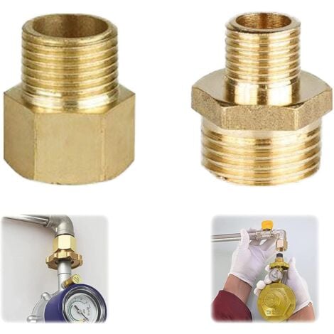 MEMKEY Gas adapter copper gas hose adapter gas bottle connection adapter gas adapter 1/2 to 1/4, 3/4 connection fitting for gas cooker, camping cooker, stool