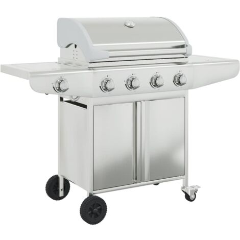 Gas BBQ Grill with 5 Burners Silver Stainless Steel vidaXL