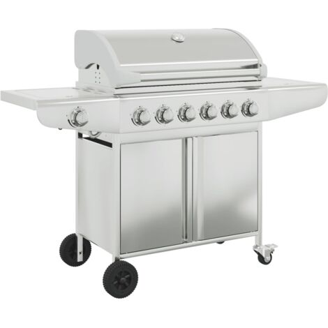 Gas BBQ Grill with 7 Burners Silver Stainless Steel vidaXL
