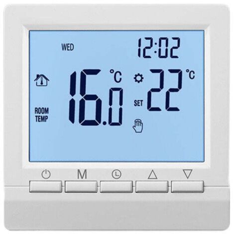 Gas boiler thermostat, heating temperature regulator, battery temperature lock, white backlight