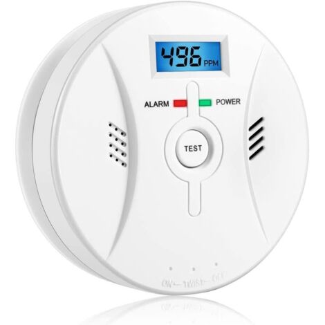Gas Detector - Carbon Monoxide - Wired Power Supply - LCD Display - 85 dB