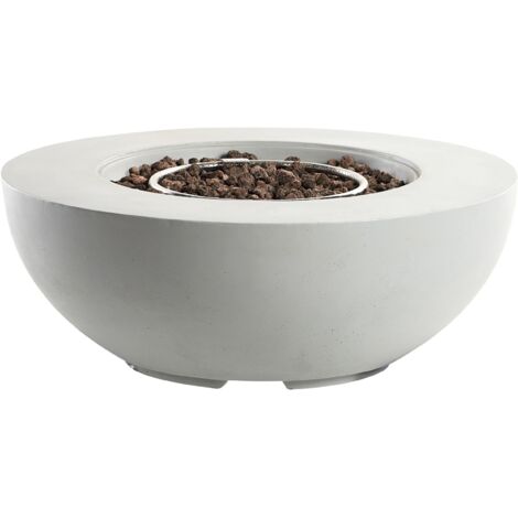 Gas Fire Pit SURTSEY Concrete Light Grey