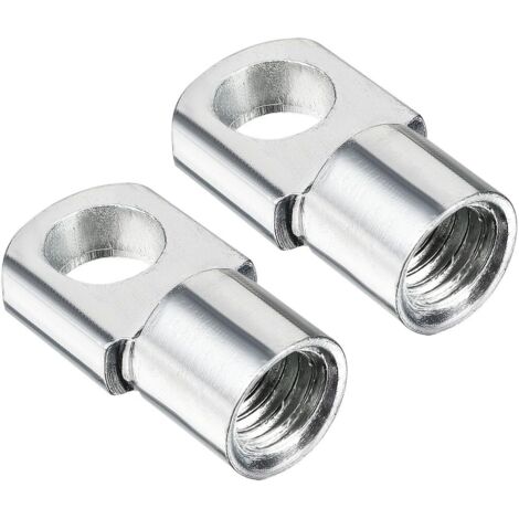 Gas spring end cap M8 internal thread 8 mm hole diameter A3 steel silver 2 pieces