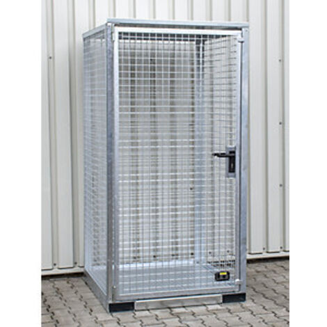 Gasflaschencontainer B1085xT1140xH2170mm verzinkt m.Dach m.TränenblechbodenBAUER