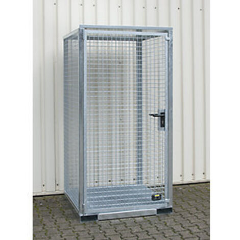 Gasflaschencontainer B1085xT1140xH2170mm verzinkt,m.Dach m.Gitterrostboden BAUER