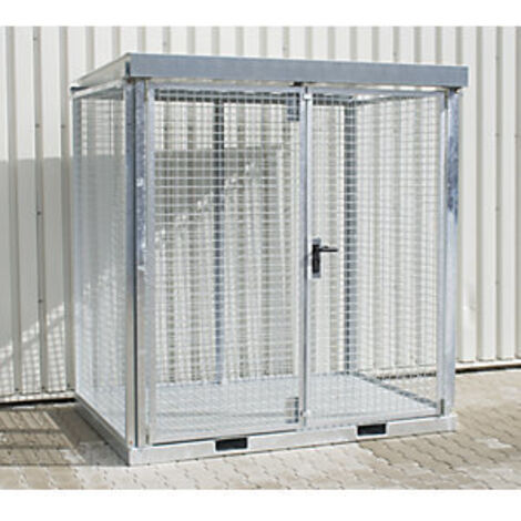 Gasflaschencontainer B2115xT1570xH2260mm verzinkt m.Dach m.TränenblechbodenBAUER