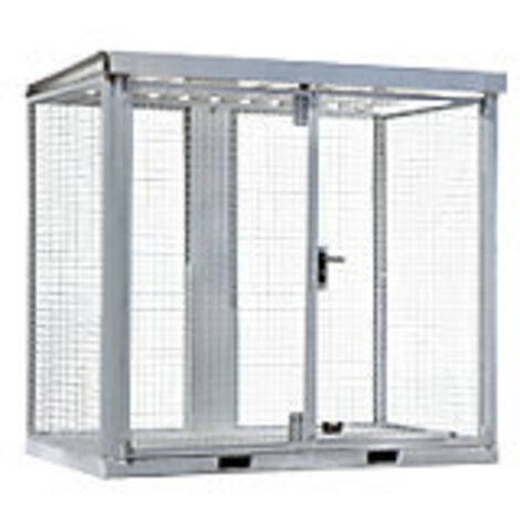 Gasflaschencontainer B2535xT1575xH2260mm verzinkt m.Dach m.TränenblechbodenBAUER