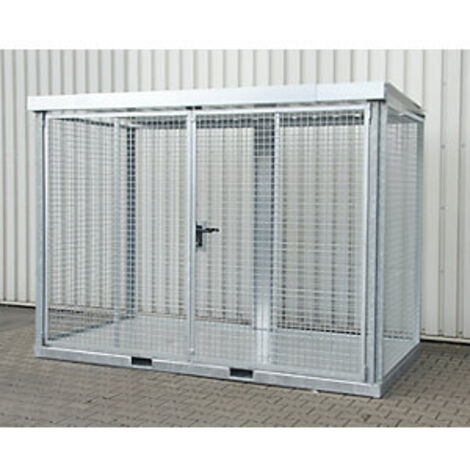Gasflaschencontainer B3135xT1570xH2260mm verzinkt m.Dach m.TränenblechbodenBAUER