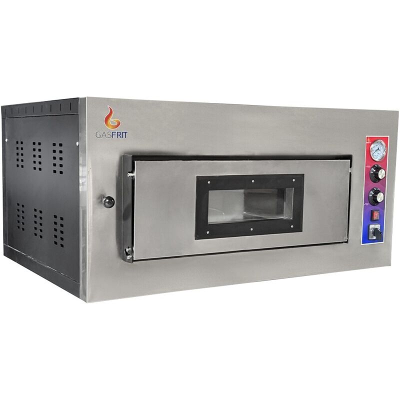 Gasfrit – Horno de pizza a gas, 1 cámara, 4 pizzas Ø 33 cm, temperatura máxima 500 °C