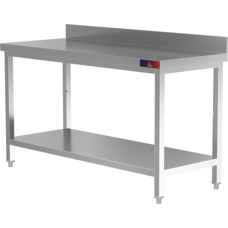 Gasfrit – Industrieller Wandarbeitstisch aus Edelstahl mural 600 x 600 x 850 + 100 mm