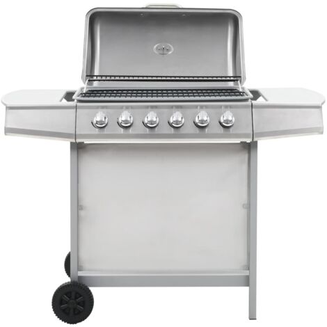 Gasgrill mit 6 Flammen Edelstahl Silbern vidaXL