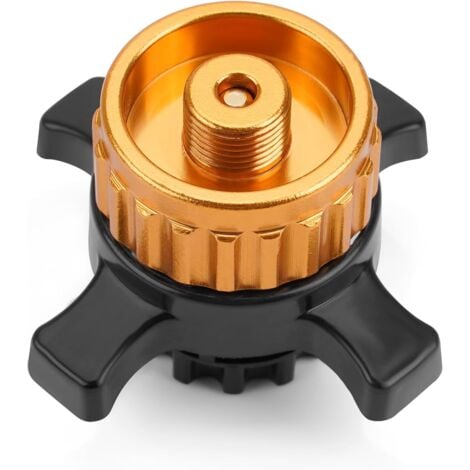 JALLERIA Gaskartuschenadapter, Flaschenadapter für Easy-Click/CV-Gaskartuschen, Umrüstung von Bajonettverschluss auf 7/16"-Gewindeanschluss, Gold, 1 Stück