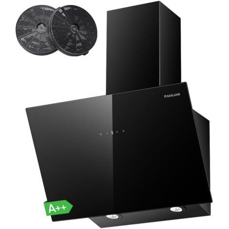 GASLAND CHEF GASLAND AR60BS Kopffrei Dunstabzugshaube 60cm Umluft, Leise Dunstabzugshauben Abluft EEK A++, 577 m³/h, Aktivkohlefilter, 9 Stufen Touch Control Wandmontage abzugshaube mit Filter Schwarzes Glas