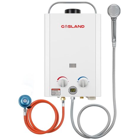 GASLAND CHEF GASLAND BE158 Tankless, scaldabagno a gas da 6 l, 30/37 mbar, istantaneo LPG per doccia da campeggio, doccia cavalli, RV da viaggio