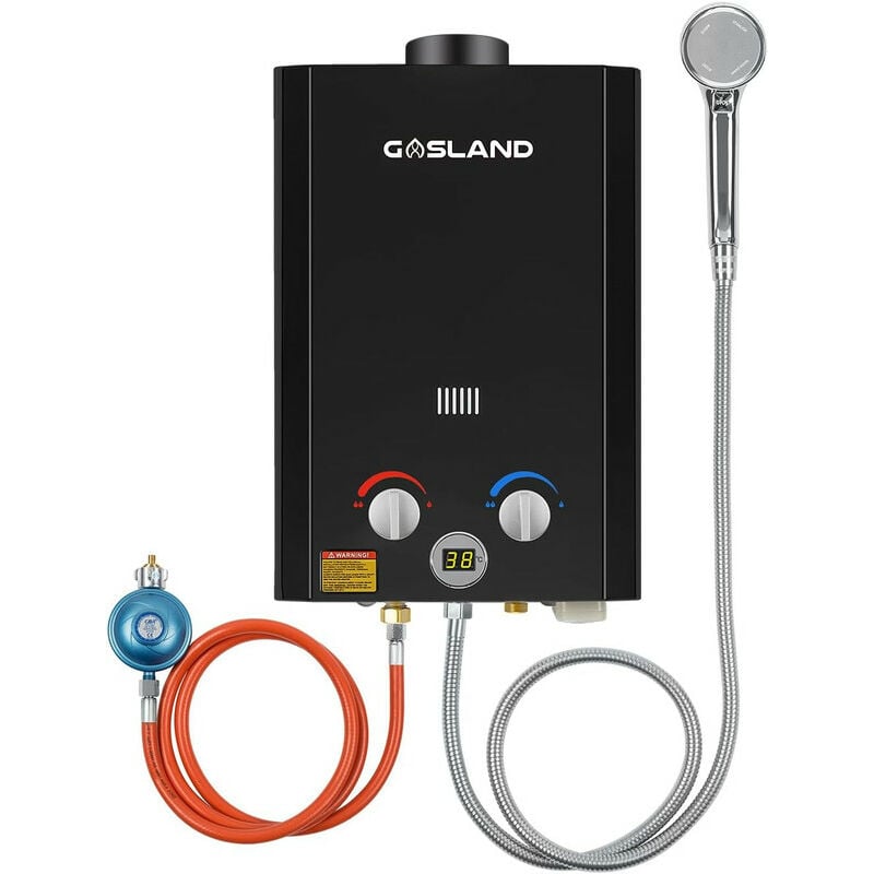 Gasland BE264B chauffe-eau à gaz 10L 30/37mbar, système de douche chaude sans réservoir pour l'extérieur avec affichage numérique, chauffe-eau lgp