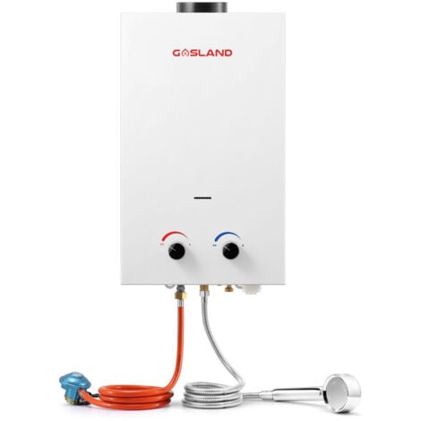 GASLAND BS264 10L 30/37mbar Tankless Chauffe-eau instantané à gaz, Chauffe-eau à gaz portable, Chauffe-eau instantané à GPL pour douche de camping/excursion en camping-car/cheval de lavage [Classe éne