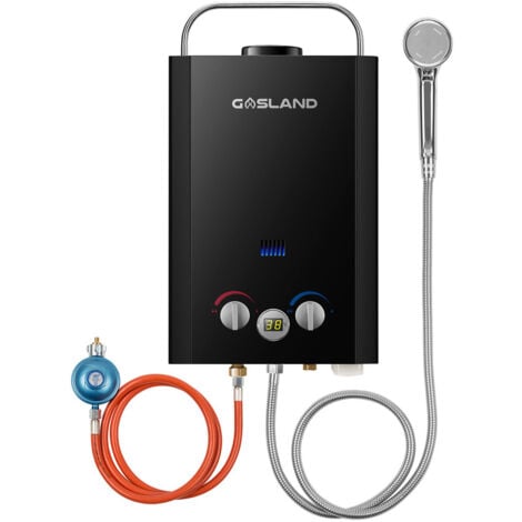 GASLAND Calentadores de agua a gas propano/butano 6L/min, Calentadores de agua a gas instantáneos negros 11KW - BE158B - 30/37mbar