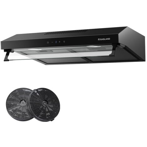 GASLAND CHEF GASLAND Campana extractora de doble motor de 60 cm y 333 m³/h, Campana extractora decorativa empotrada con Evacuación y Recirculación, Touch Control, 2 filtros de carbón vegetal - UC60SS - Plata