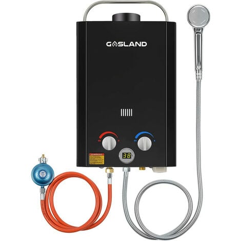 GASLAND Chauffe-eau à Gaz propane/butane de 6L/min, Chauffe-eau instantanés au gaz Noir 11KW - BE158B - 30/37mbar