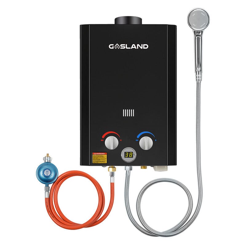 GASLAND Chauffe-eau à Gaz propane/butane de 10L/min, Chauffe-eau instantanés au gaz Noir 20KW - BE264B-DE - 50mbar