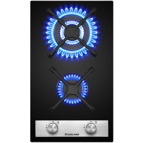 GASLAND Chef GH30BF Glas Gaskochfeld Einbau Glas Kochfeld 2 Flammig, 50mbar, LPG/Erdgas inkl, 5200W