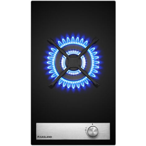 GASLAND Placa de gas natural/butano/propano empotrada, superficie de vidrio templado y rejillas de hierro fundido esmaltado - GH12BF - 1 hogares - 3400W