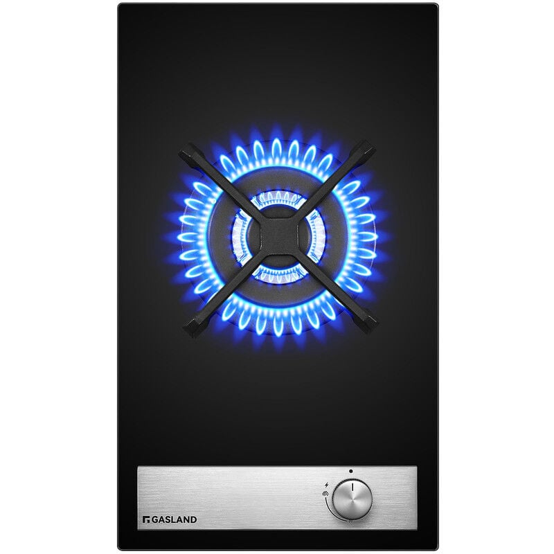 Gasland Chef - gasland Plaque de Cuisson à Gaz Naturel/Butane/Propane encastrée, Surface en verre trempé & Grilles en fonte émaillée - GH12BF - 1