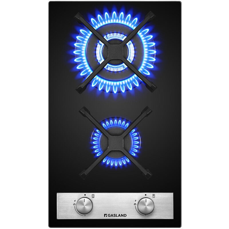 Gasland Chef - gasland Plaque de Cuisson à Gaz Naturel/Butane/Propane encastrée, Surface en verre trempé & Grilles en fonte émaillée - GH30BF - 2